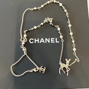 CHANEL Gold Pearl Bambi Pendant Necklace - Gold and Pearl